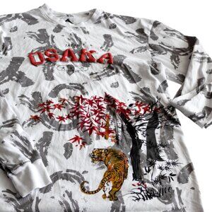 Original Gravity Osaka Japan EST 1986 Long Sleeve Gray White & Red T-Shirt